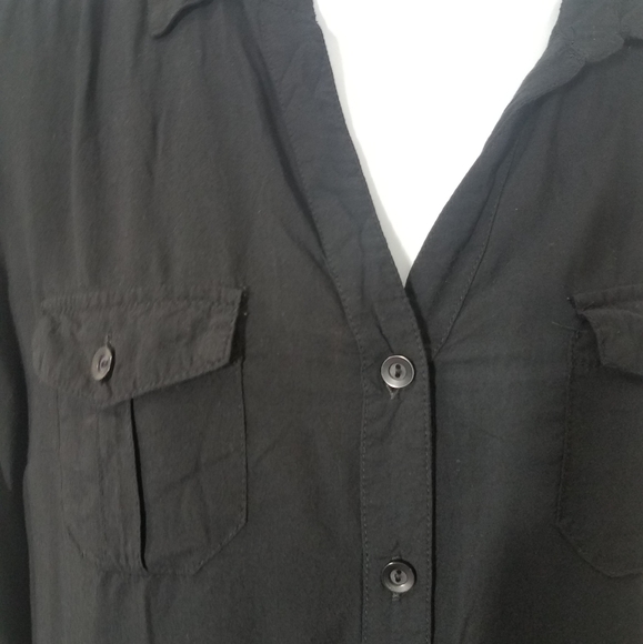 Timing Black Button Down Blouse - Picture 3 of 5